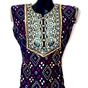 Divided MultiColored Sequin Embroidered Top NWOT